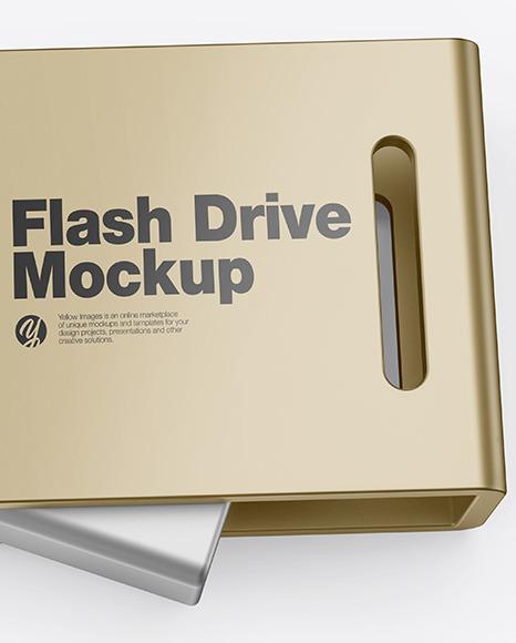 Metallic USB Type C Flash Drive Mockup PSD #1