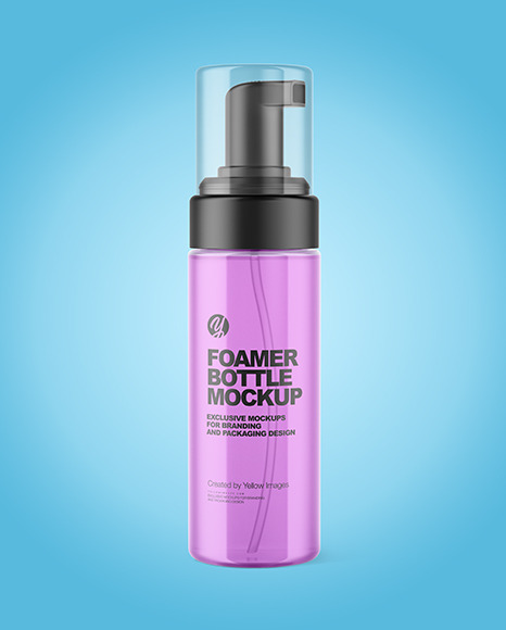Clear Cosmetic Bottle with Pump Mockup PSD #6