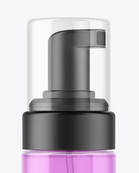 Clear Cosmetic Bottle with Pump Mockup PSD #7