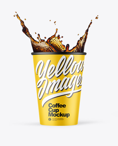 Matte Paper Coffee Cup w/ Splash Mockup