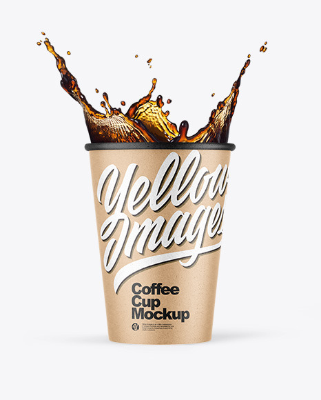 Kraft Coffee Cup w  Splash Mockup PSD #4