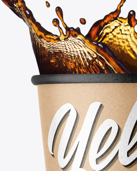 Kraft Coffee Cup w  Splash Mockup PSD #2