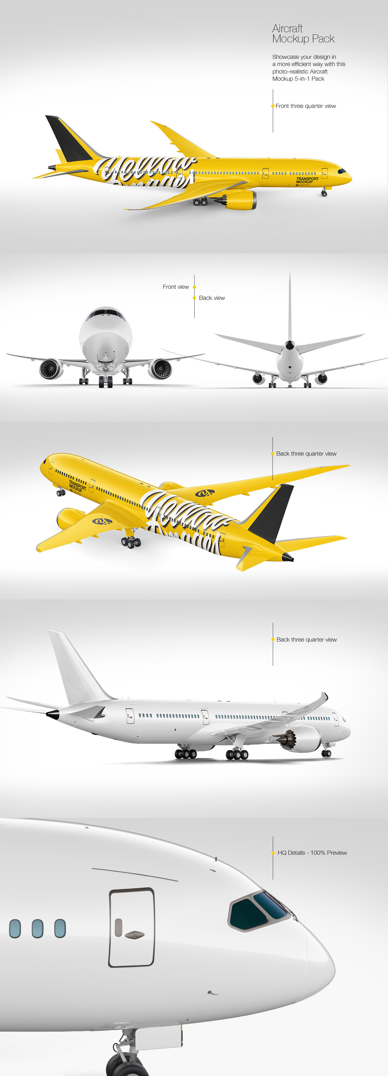 Aircraft Mockup Pack on Yellow Images 
