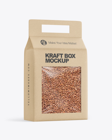 Kraft Box with Buckwheat Mockup PSD #2