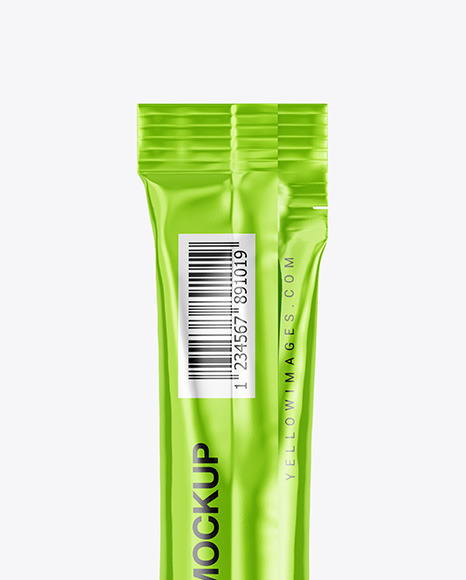 Metallic Stick Sachet Mockup PSD #1