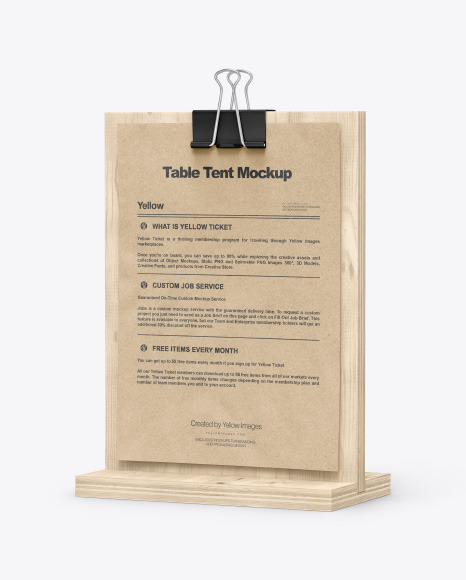 Plywood Table Tent w Binder Mockup PSD #3