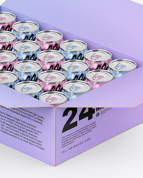 Box w  Glossy Metallic Cans Mockup PSD #2
