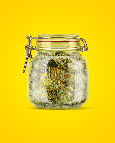 Medicinal Marijuana Jar w  Clamp Lid Mockup PSD #3