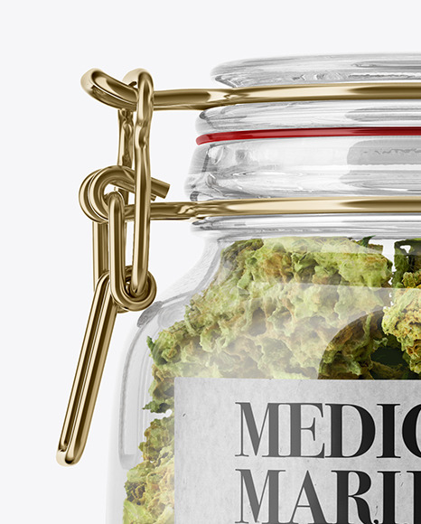 Medicinal Marijuana Jar w  Clamp Lid Mockup PSD #4