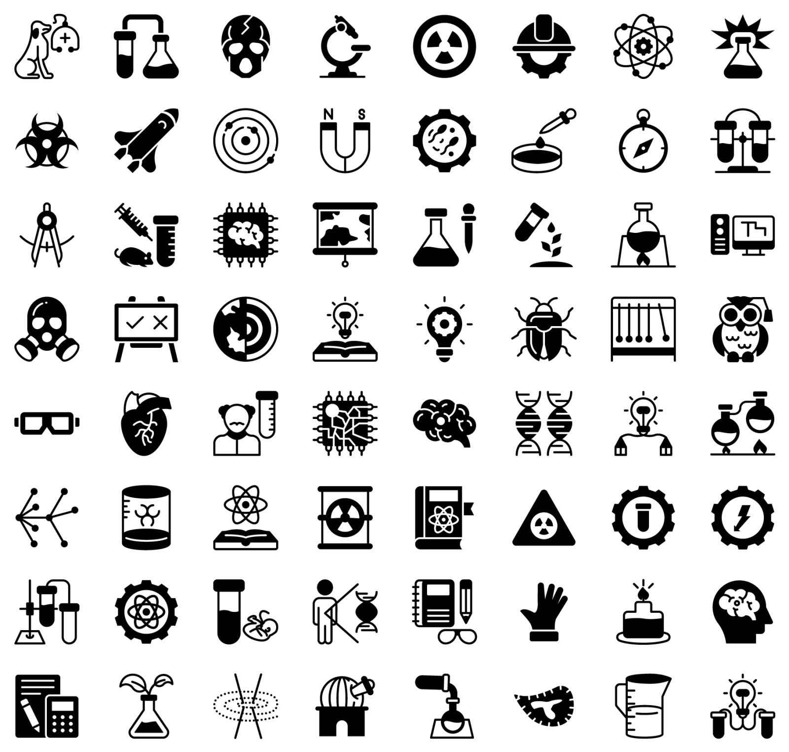 70 Set of Science Experiments Colored Vectors Icons on Yellow Images ...