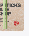 Gloss Metallic Chopsticks in Kraft Pack Mockup