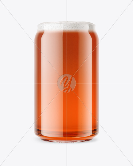 Can Shaped Glass  w  Amber Ale Beer Mockup PSD #1