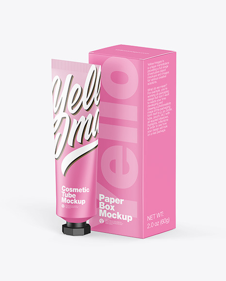 Cosmetic Tube w/ Box Mockup