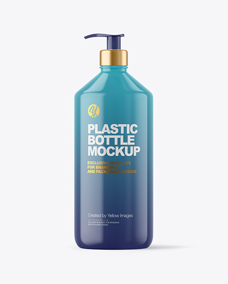 Glossy Plastic Bottle with Pump Mockup - Free Download Images High Quality  PNG, JPG