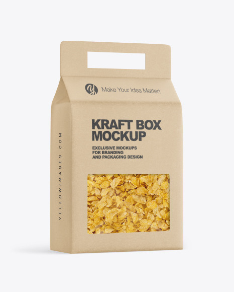 Kraft Box with Corn Flakes Mockup
