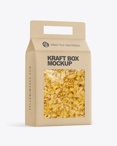 Kraft Box with Corn Flakes Mockup PSD #2