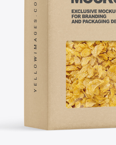 Kraft Box with Corn Flakes Mockup PSD #6