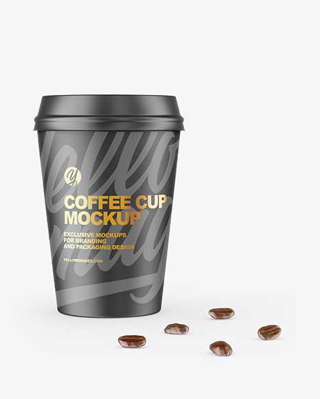 Cofee Cup With Beans Mockup PSD #2