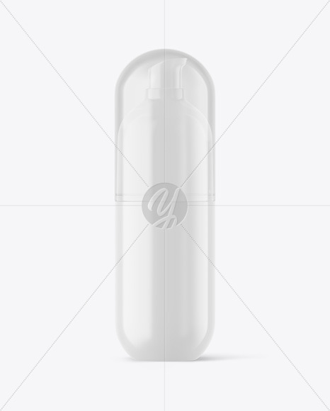 Glossy Cosmetic Bottle with Pump Mockup PSD #3