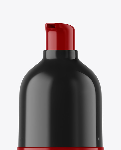 Glossy Cosmetic Bottle with Pump Mockup PSD #6