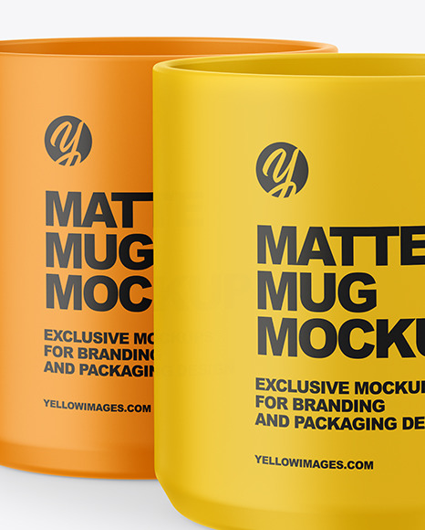 Two Matte Mugs Mockup PSD #1