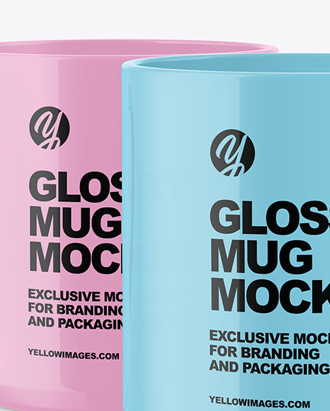 Two Glossy Mugs Mockup PSD #1
