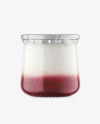 Clear Glass Jar with Yogurt and Raspberry Jam Mockup
