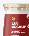 Clear Glass Jar with Yogurt and Raspberry Jam Mockup