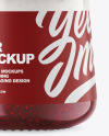 Clear Glass Jar with Yogurt and Raspberry Jam Mockup