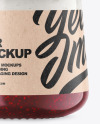 Clear Glass Jar with Yogurt and Raspberry Jam Mockup