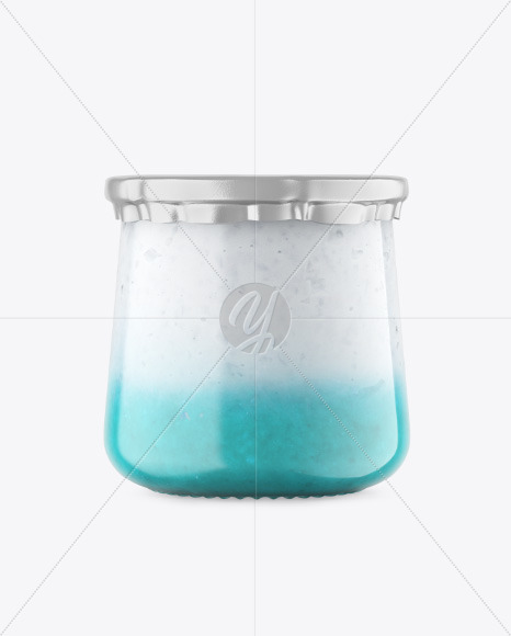 Clear Glass Jar with Yogurt and Jam Mockup PSD #3
