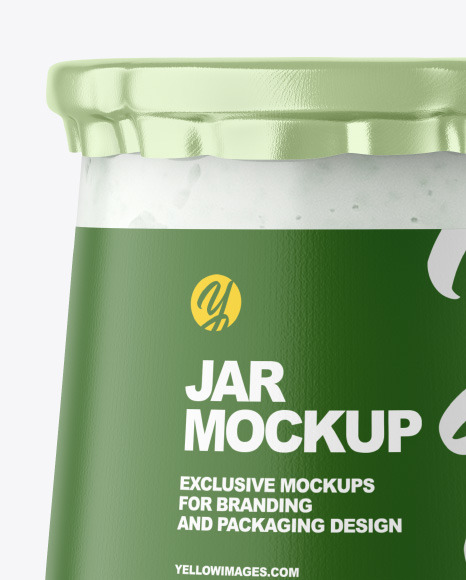 Clear Glass Jar with Yogurt and Jam Mockup PSD #2