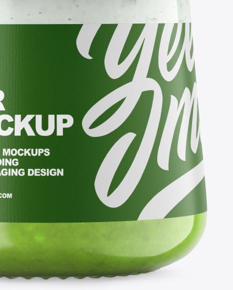 Clear Glass Jar with Yogurt and Jam Mockup PSD #1