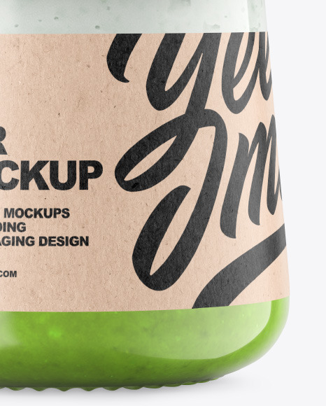 Clear Glass Jar with Yogurt and Jam Mockup PSD #6