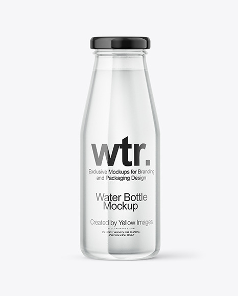 Clear Glass Water Bottle Mockup PSD #2