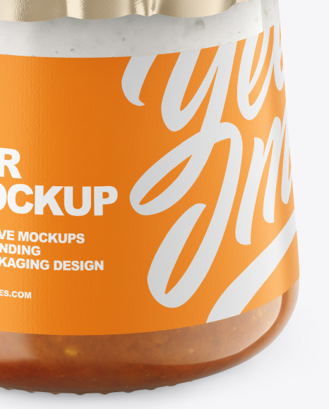 Clear Glass Jar with Yogurt and Apricot Jam Mockup PSD #1