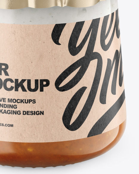 Clear Glass Jar with Yogurt and Apricot Jam Mockup PSD #6