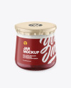 Clear Glass Jar with Yogurt and Raspberry Jam Mockup