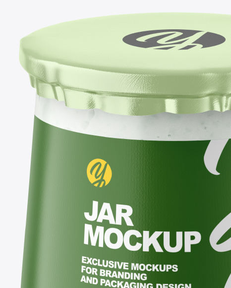 Clear Glass Jar with Yogurt and Jam Mockup PSD #2