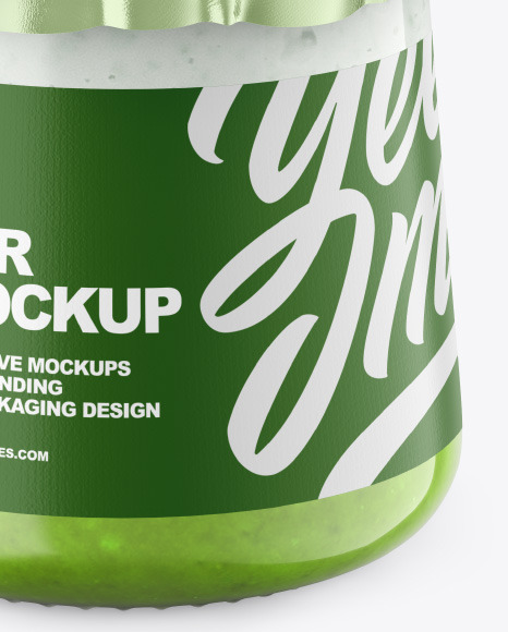 Clear Glass Jar with Yogurt and Jam Mockup PSD #1