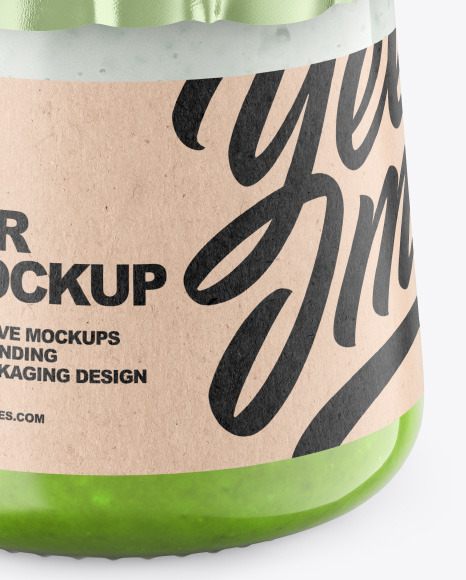 Clear Glass Jar with Yogurt and Jam Mockup PSD #6