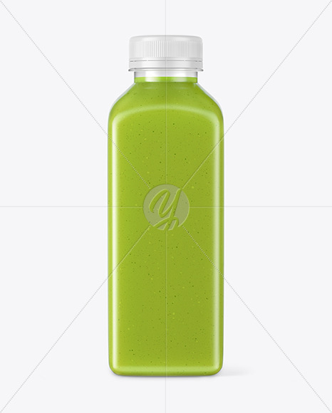 Green Smoothie Bottle with Condensation Mockup
