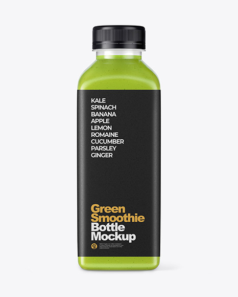 Green Smoothie Bottle with Condensation Mockup