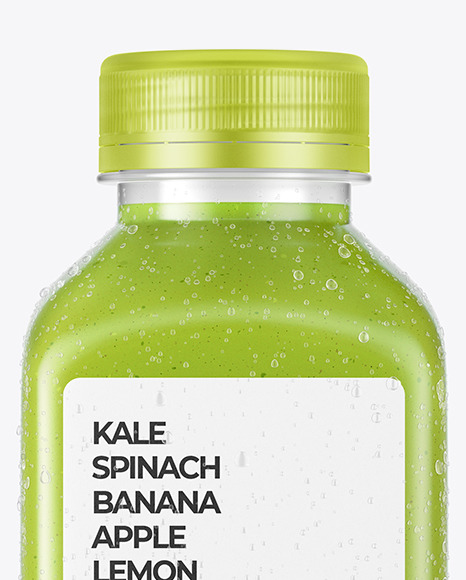 Green Smoothie Bottle with Condensation Mockup