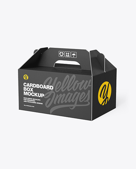 Cardboard Box w/ Handle Mockup box with handle 93946