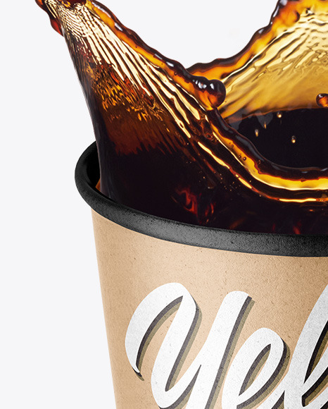 Kraft Coffee Cup w  Splash Mockup PSD #2