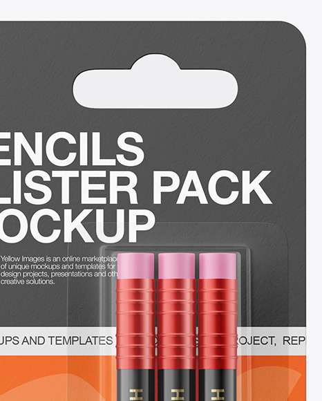 Blister Pack with 3 Pencils Mockup PSD #1