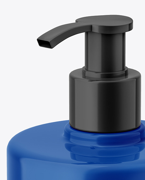 Glossy Liquid Soap Bottle with Pump Mockup PSD #2