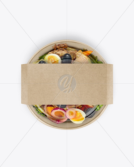 Paper Bowl With Egg Salad Mockup asian food 92283