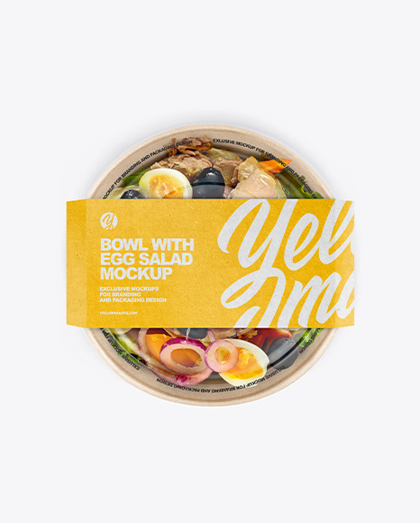 Paper Bowl With Egg Salad Mockup container 92285